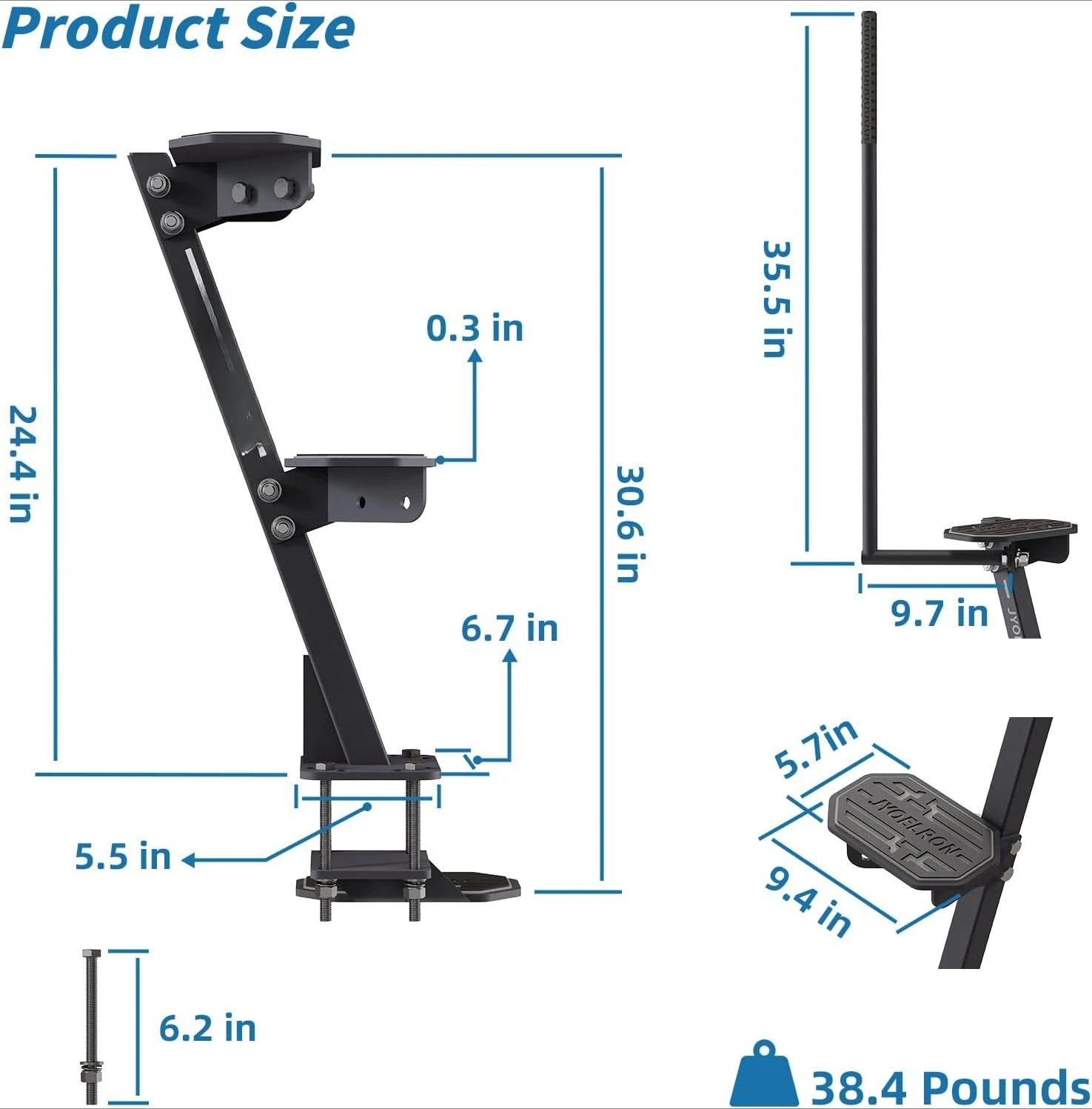 Pedal de remolque marino resistente con mango.