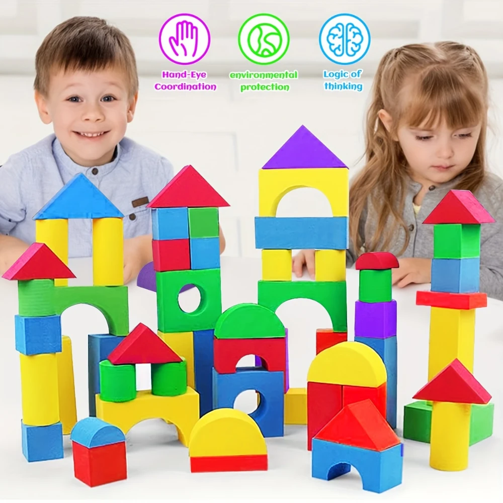 Baby Soft EVA Foam Building Blocks - Creative Educational Stacking Toys with Sensory Experience - Perfect Infant Holidays Gifts