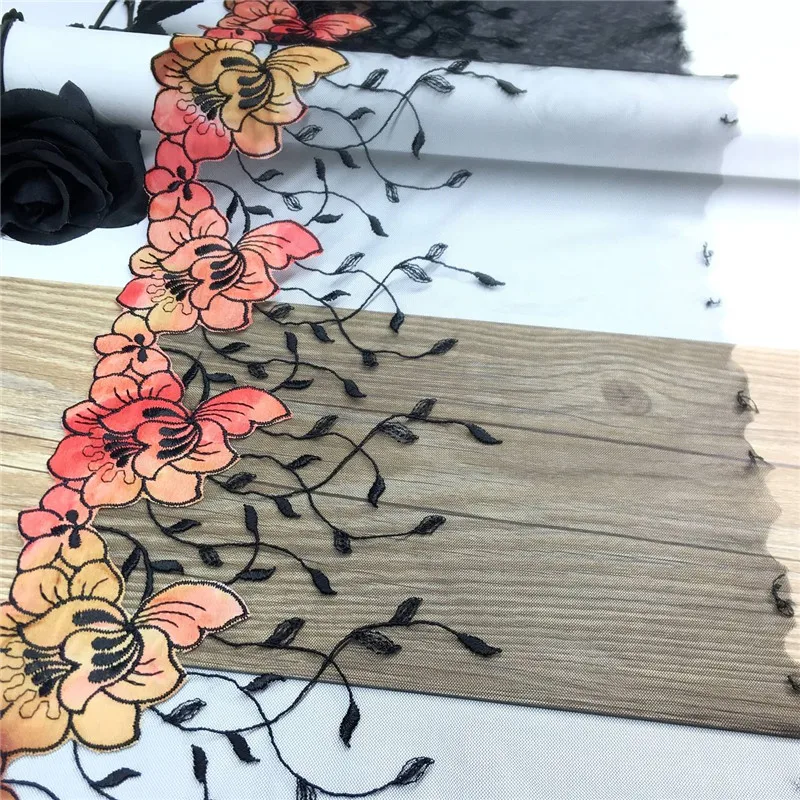 Colors Flower Print Tulle Lace Trim DIY Sexy Lingerie Sewing Materials Black Mesh Embroidery Lace Fabrics for Underwear Crafts