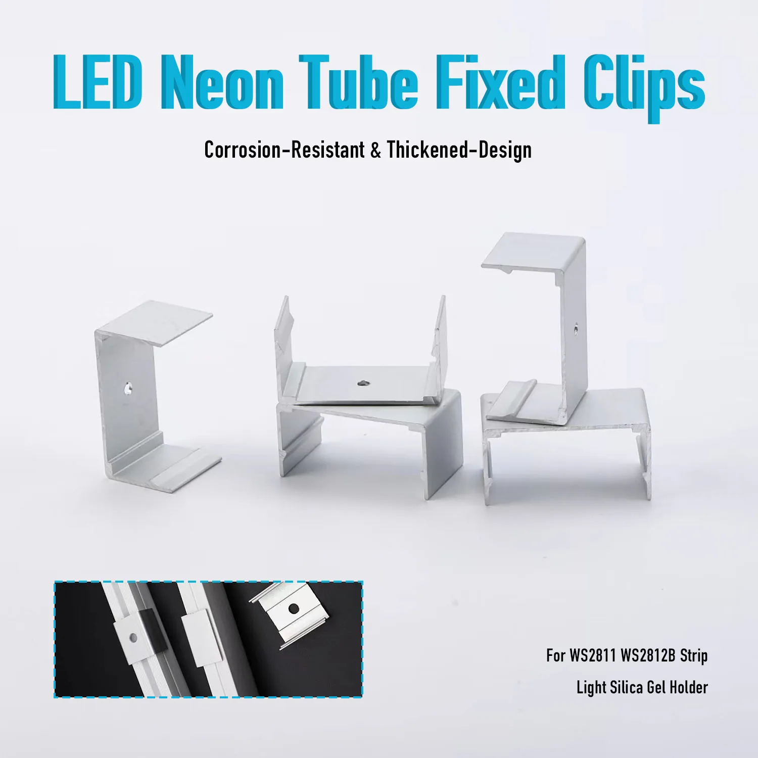 Aluminium LED Neon Tube Clips Holder, Fastener Accessories for WS2811 WS2812B Silicone Strip Light