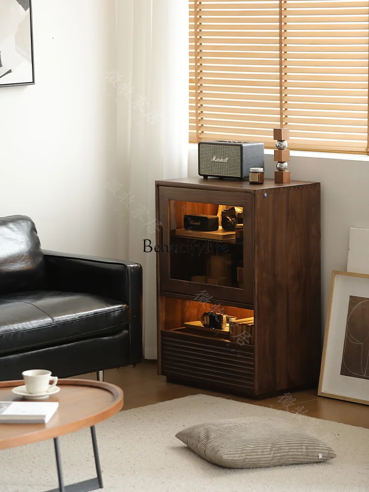 

All solid wood wine cabinet, black walnut side cabinet, small apartment