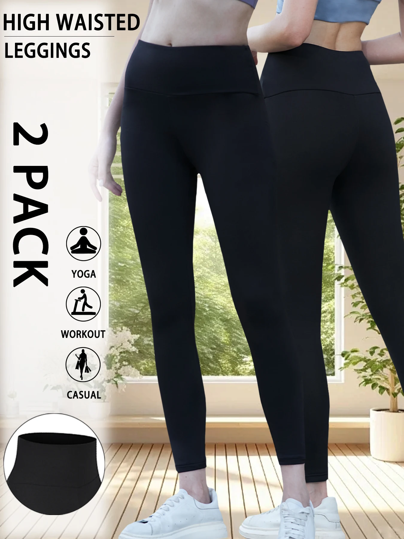 

2 Pack Women's Super Soft Leggings High Waisted Tummy Control No See Through Workout Yoga Running Athletic Push Up Gym Leggings