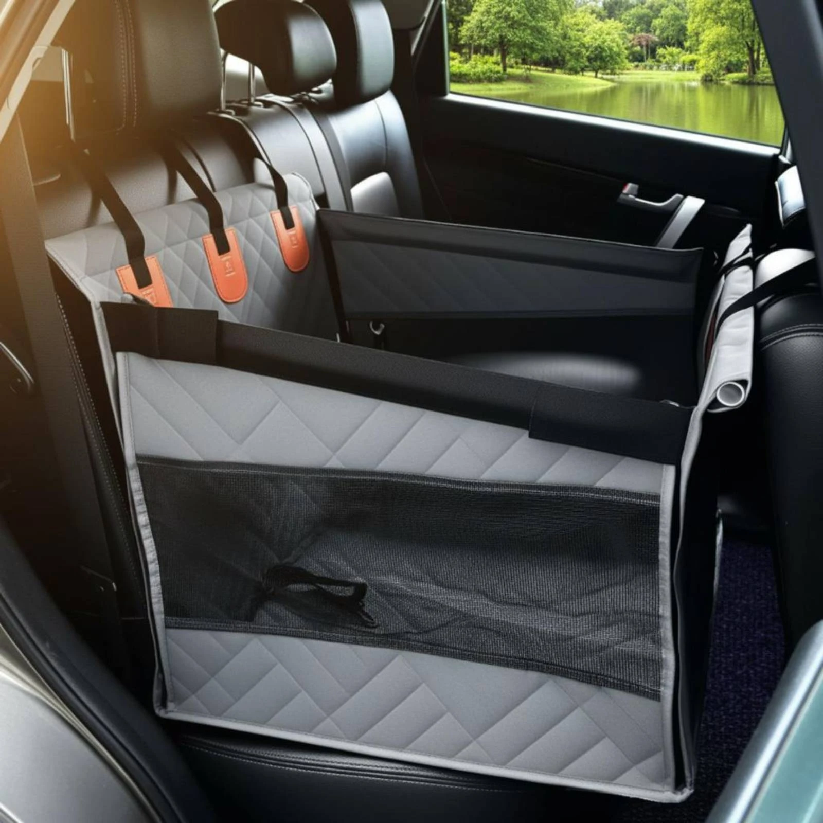 

Pet Car Nest Washable Back Seat Dog Basket Dog Car Bed Soft Cushion Sturdy Bottom