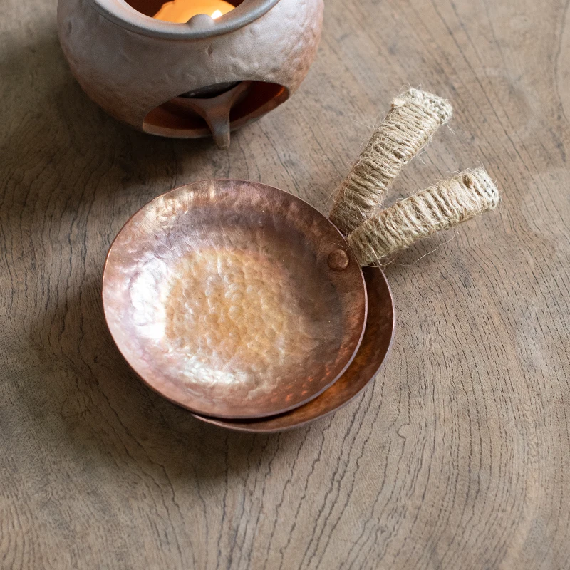 Hand-forged Pure Copper Incense Plate, Hammer Pattern Agarwood Incense Bunner, Roasting Plate for Tea,incense Powder,Chips