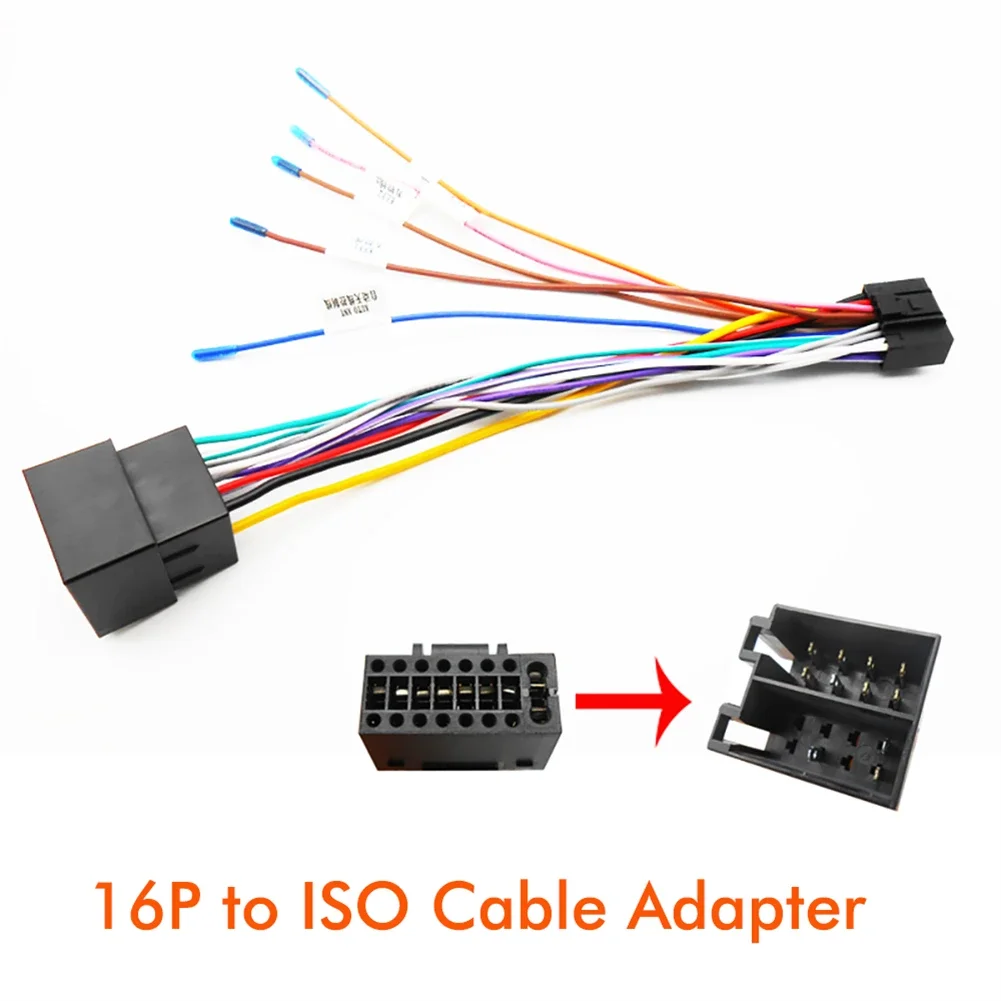 Car Stereo Radio 16 Pin To ISO Cable Adapter Male Plug To Female Connector Wiring Cable Adapter Car Electronics Accessories