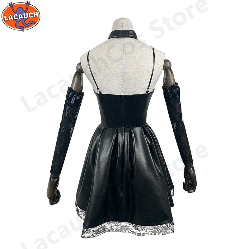 Аниме Death Note Косплей Костюм Миса Амане Искусственная Кожа Сексуальное Платье + Перчатки + Чулки + Ожерелье + Блокнот + Парик Униформа Наряд