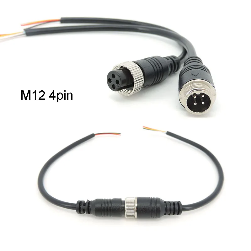 M12 Aviation Signal Cable Male Female Plug 4 Pin Wire for CCTV Car Camera DVR Video Monitor Subwoofer w28