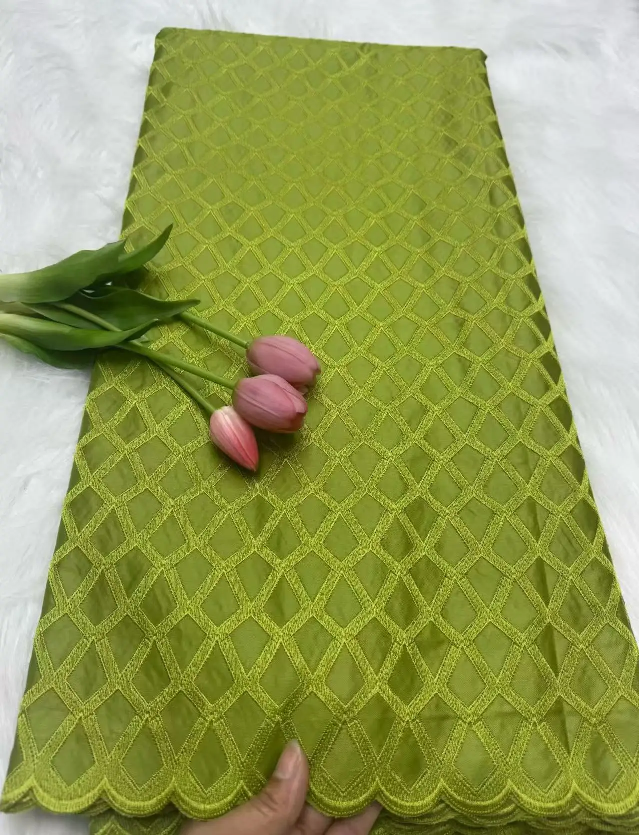 Tecido de renda de tule nigeriano africano 100% algodão renda suíça vestido de costura de alta qualidade damasco polonês luxo algodão bordado puro