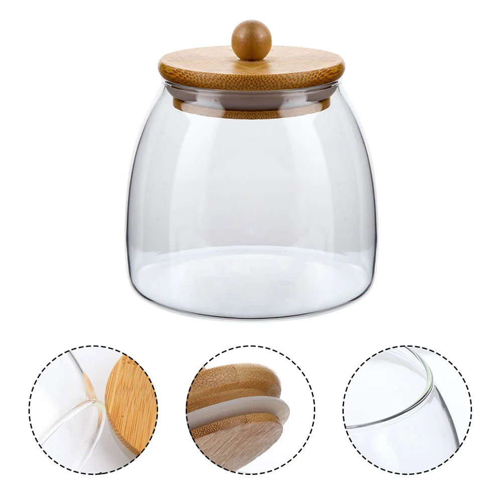 

Food Containers Wooden Ball Lid Glass Jar Wedding Candy Condiment Storage Bamboo Sugar Dried Fruit Flour Transparent Jars