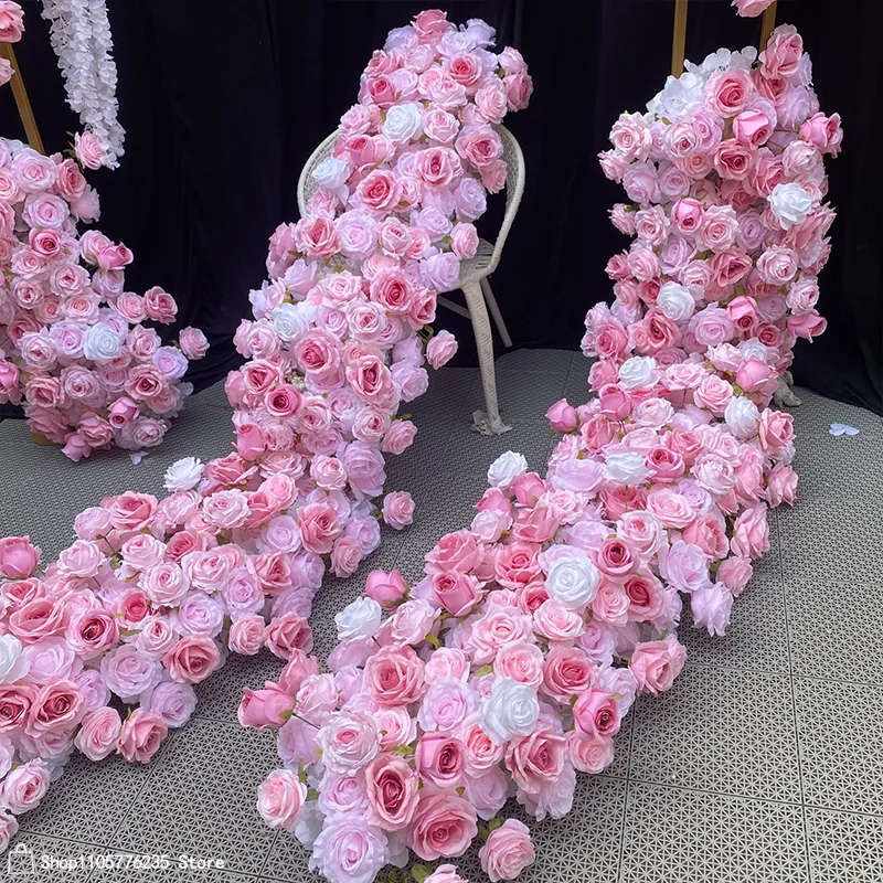 Künstliche rote Rosen Hochzeitsdekoration Tischdekorationen Lange Blumenreihe Sofa-Läufer Blumenarrangement Geburtstagsfeier Event-Requisiten – Detail 4