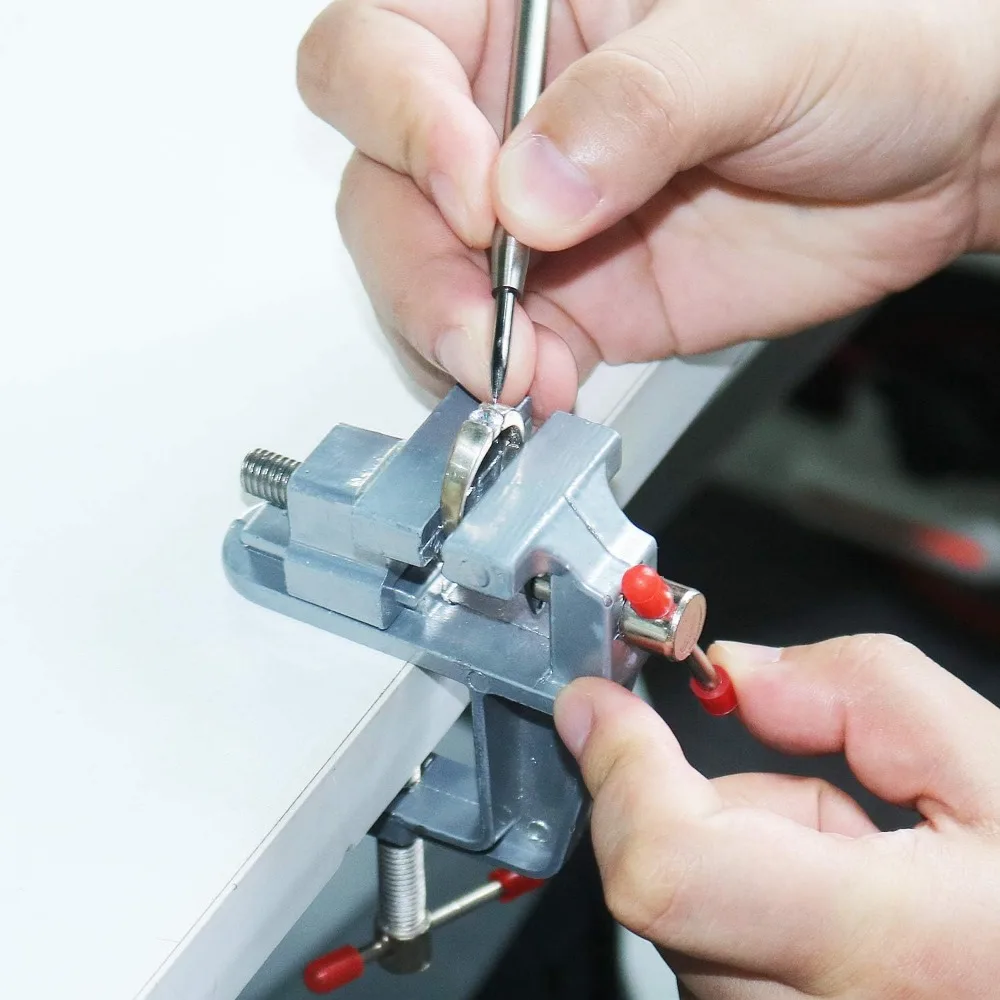Mini Bench Vise Muliti-Funcational 3.5&quot Aluminum Miniature Small Jewelers Hobby Clamp On Table Flat Pliers Tool Vice view 3