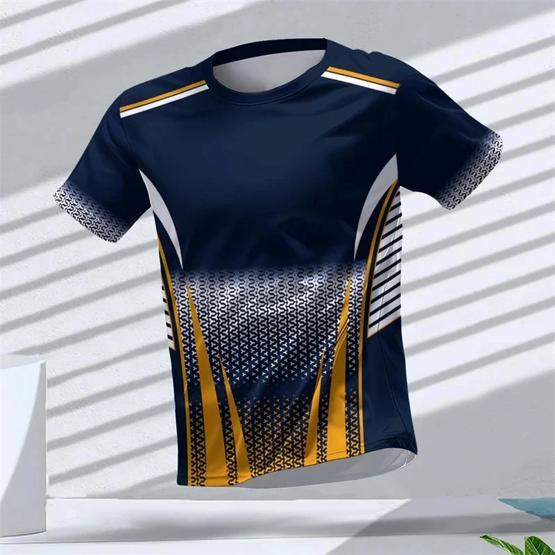 Men's 3D Geometric Printed Sports T Shirts Summer Casual Running Table Tennis Streetwear Tees