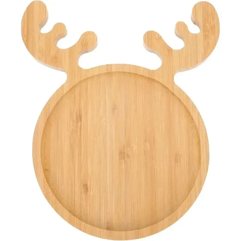 

2026 new model advanced 1pcs cartoon deer wooden dinner plate eco-friendly beech wood tray for kids snack sushi & fruit