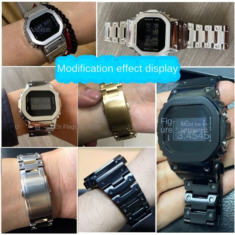 For G-SHOCK Casio Watchband Bezel Set GM-5600 DW5600/5610 GW-B5600 GW-M5610 Modified Metal Stainless Steel Watch Strap Case