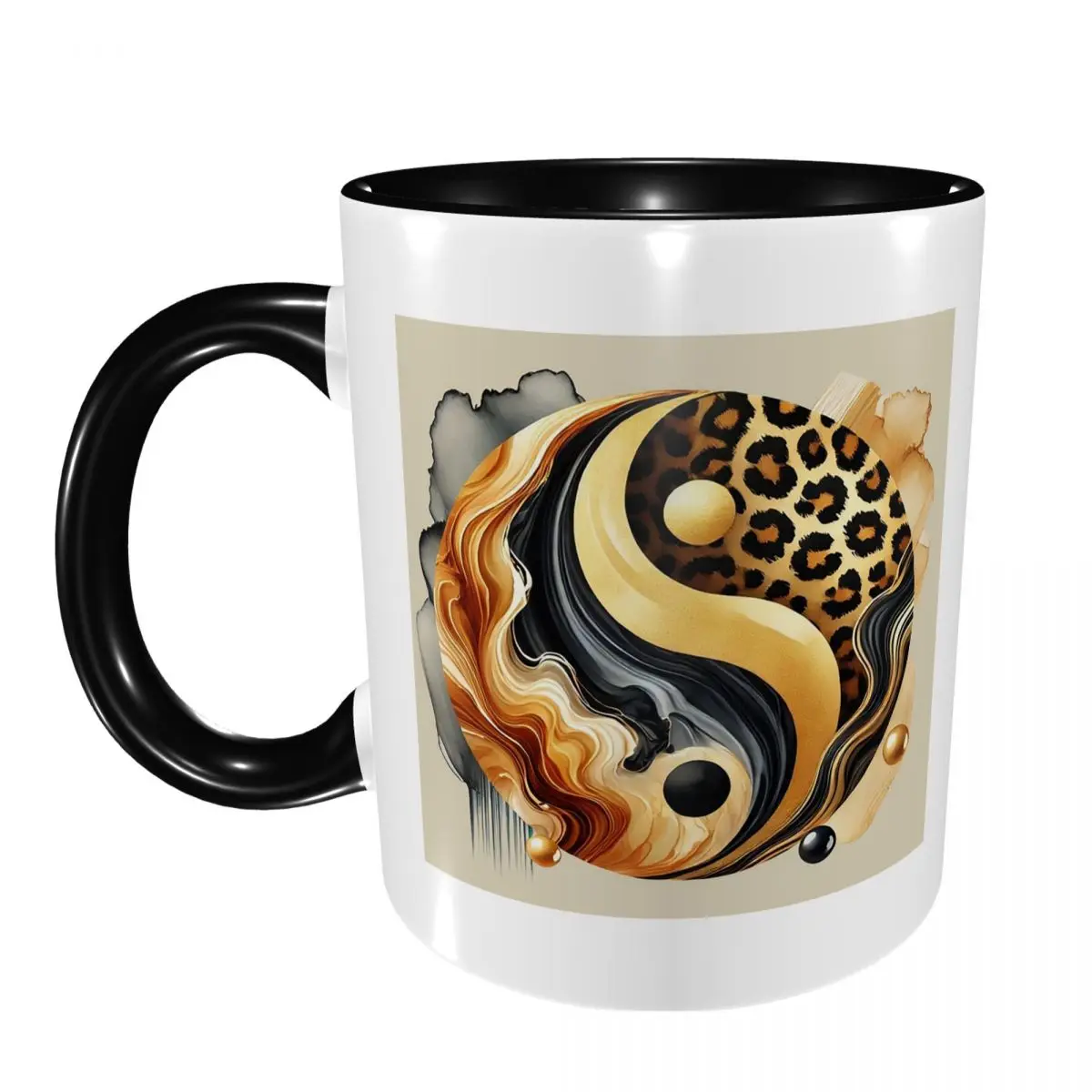 Leopard Yin Yang Luxury Gold Marble Balance Design Mug Funny Ceramic Coffee Cups Tea Mugs Milk Cup Drinkware Gifts for Friends