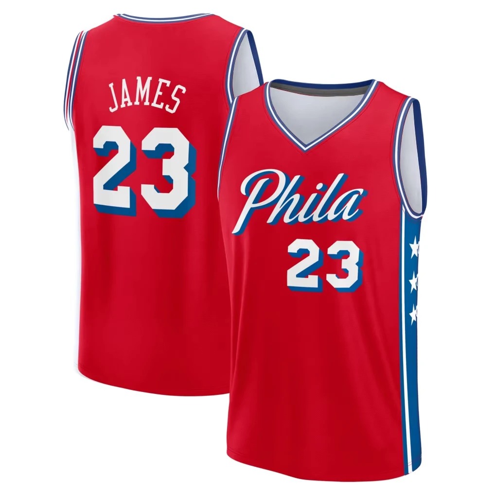 2026 Sixers Phila James 23 Ärmelloses Basketball-Trikot, Y2K Sport-Fan Streetwear, Lockeres Oberteil Schnelltrocknendes Mesh-Shirt Tanktop – Detail 6