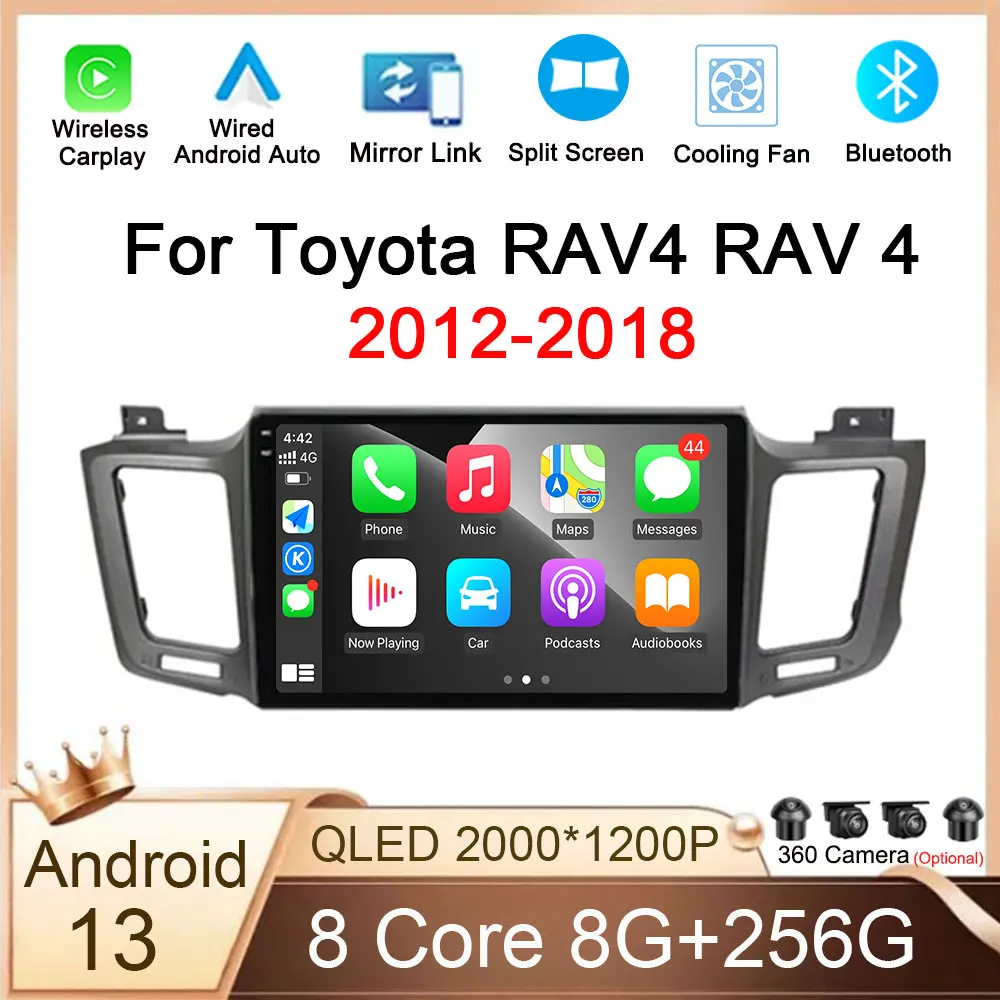 

For Toyota RAV4 RAV 4 XA40 5 XA50 2012-2018 Android 13 Auto Radio Carplay 4G WIFI Car Multimedia GPS Navigation NO 2Din DVD