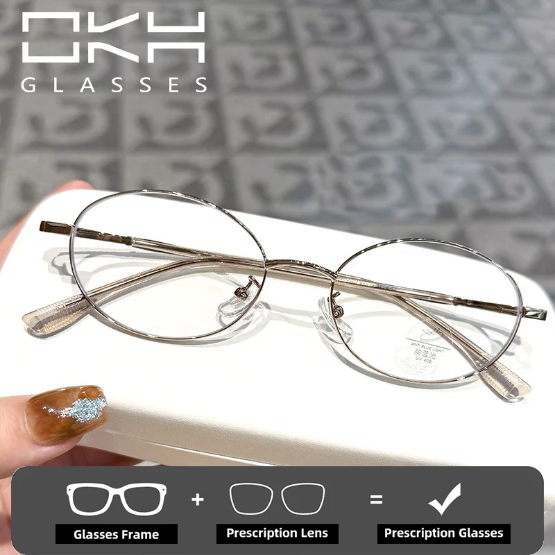 

OKH Summer New Exquisite Oval Gold Silk Small Frame for Men and Women Wholesale Prescription Myopia Glasses