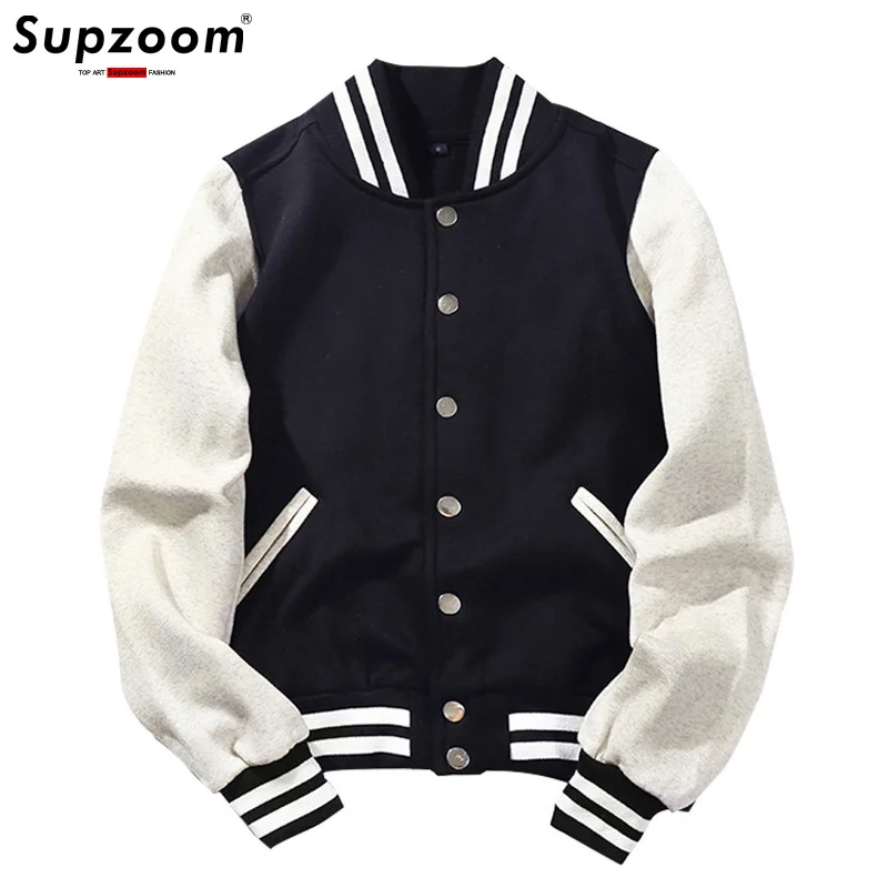 Arrival 2023 New Spliced Brand Single Breasted Patchwork Short Style Rib Sleeve Bomber Jacket Men Cotton Casual Baseball Coat