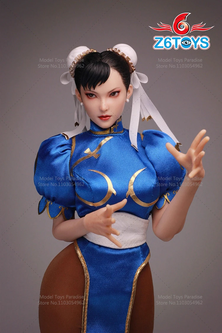 Z6TOYS ZC020 1/6 امرأة الجندي Chunli رئيس نحت الآسيوية المحمول العين رئيس صالح 12 بوصة عمل الشكل الجسم #6