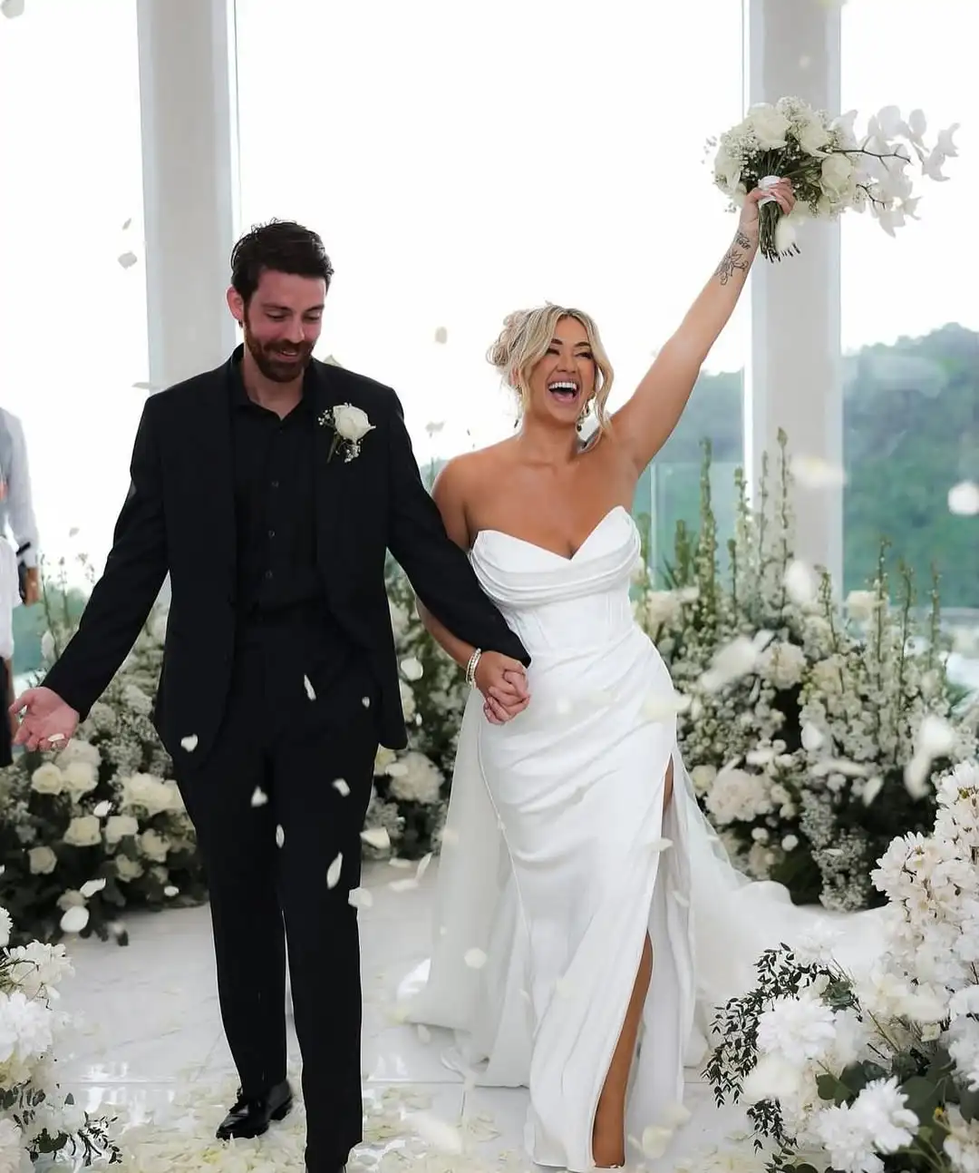Elegant Mermaid Satin Wedding Dresses With Slit Sheath Detachable Train Long Bridal Party Gown For Women Vestidos De Novia