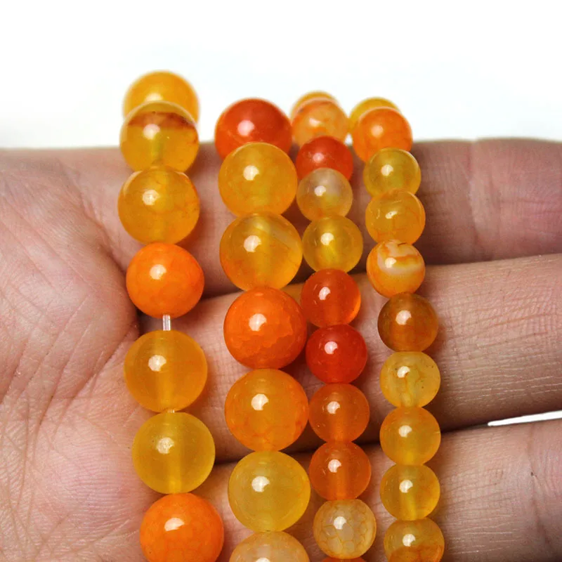Natural Orange Agates Stone Beads Onyx  Round Loose Spacer Beads For Jewelry Making DIY Bracelets Necklace 15'' 6/8mm Wholesale image 3