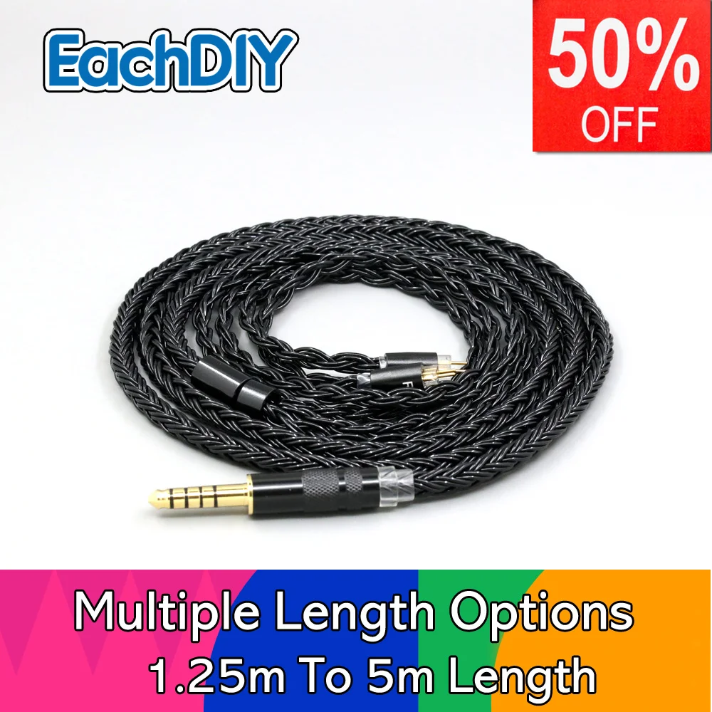 

For 0.78mm 2pin IEM BA Westone UM3RC JH13 W4r UM3X High Step 16 Core Black Braided Earphone Cable LN008876
