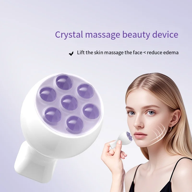 

Handheld Pink Crystal Ball Massager Jade Roller Face Roller 360 Degree Rotate Ice Roller Facial Guasha Lift Firm Massage Tools