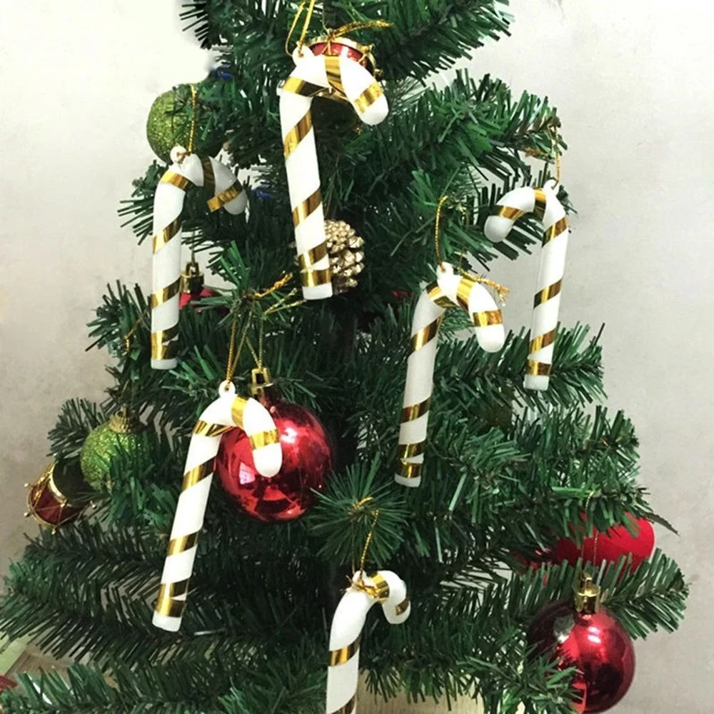 

12pcs Christmas Walking Stick Pendant Creative Plastic Candy Cane Pendant Red White Candy Cane Christmas Tree Accessories
