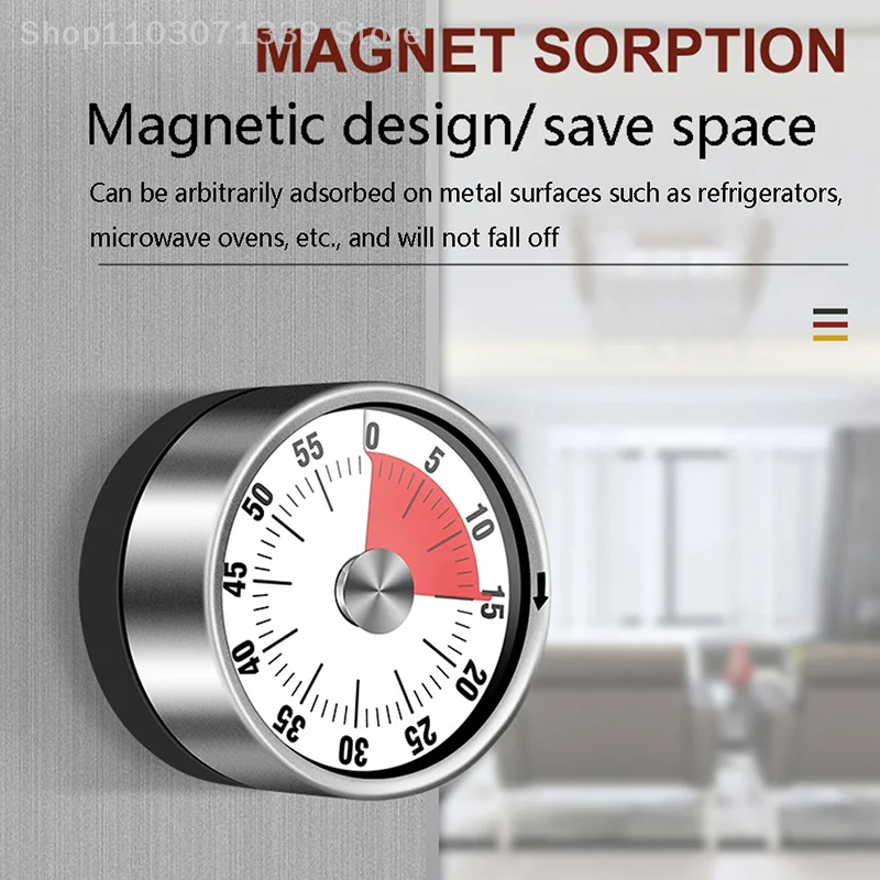 جديد الفولاذ المقاوم للصدأ مؤقت بصري الميكانيكية المطبخ الموقت 60 دقيقة ساعة الموقت مع إنذار بصوت عال ساعة مغناطيسية الموقت #2