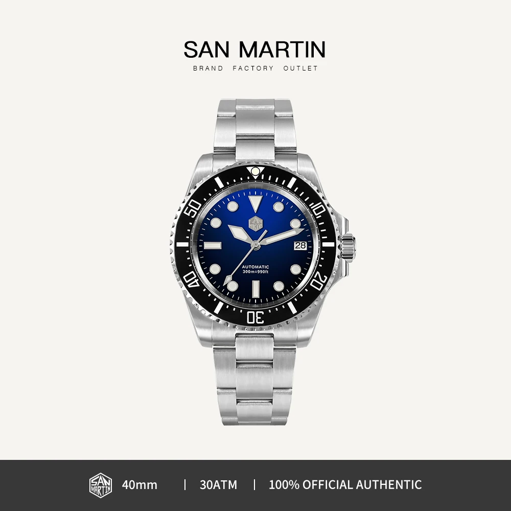 

San Martin 40mm Diving Watch Stainless Steel Waterproof NH35 Automatic Mechanical Watches for Men Sapphire 30Bar Luminous SN0111