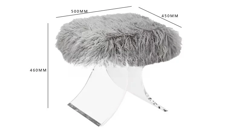 Modern light luxury beach wool low stool creative fashion dressing stool end of bed shoe change foot stool acrylic transparent
