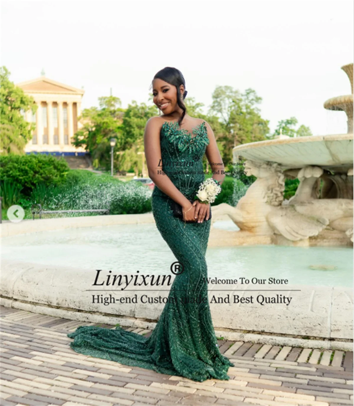 Sparkly Crystals Beaded Prom Dress Aso Ebi Black Girl Evening Party Gown Customized Mermaid African 3D Floars robes de soirée