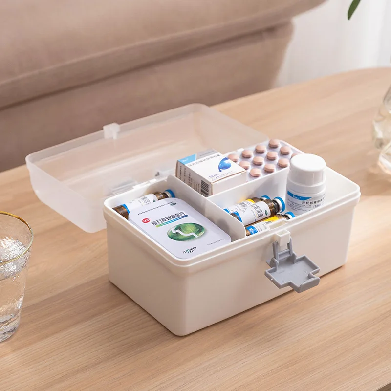 Plastic Tier Medicine Boxes Storage Box Large Capacity Drawer Sundries Organizer Folding Medicine Chest Storage First Aid Kit