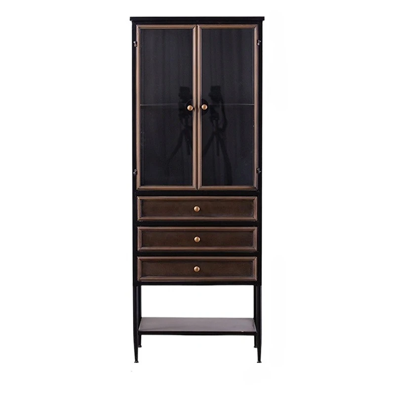 

wrought iron wine cabinet, glass display cabinet, floor-to-ceiling arched storage cabinet