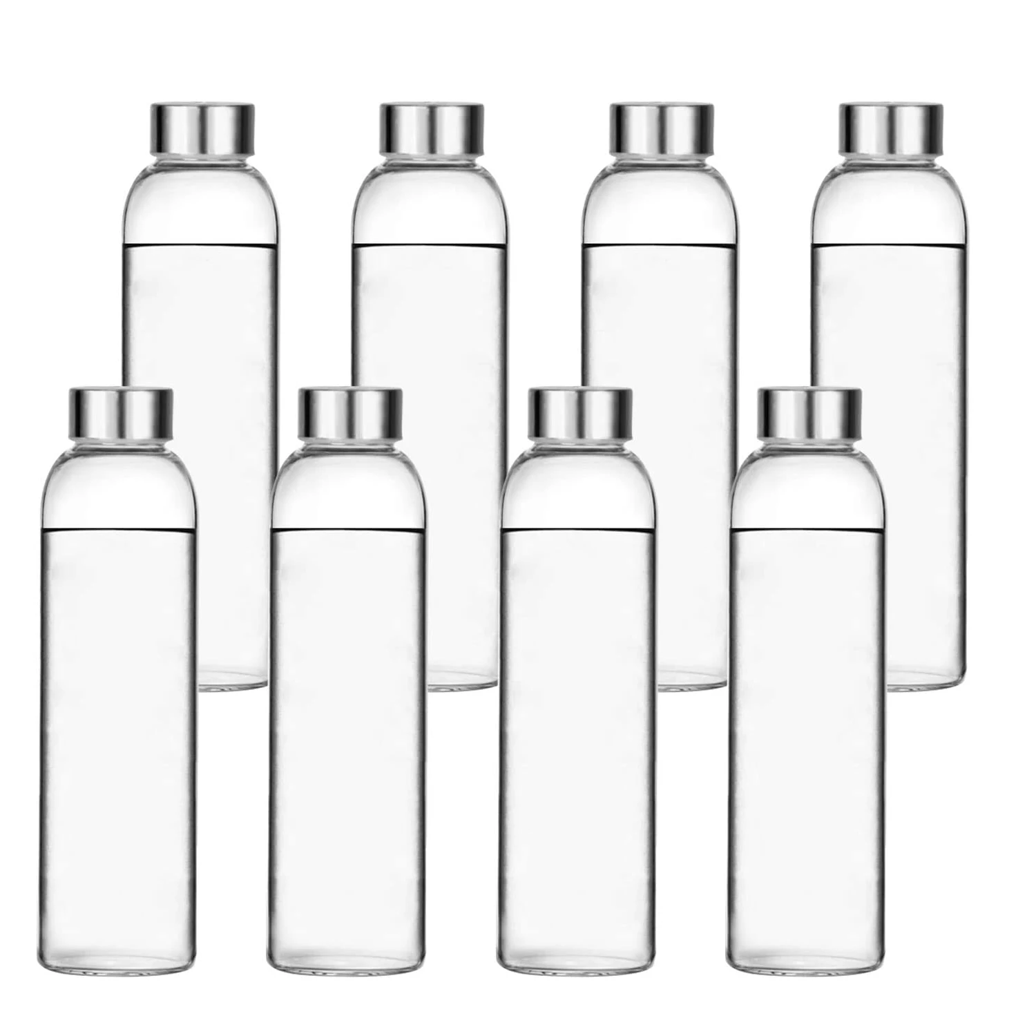 

Glass Water Bottles, Glass Beverage Bottles ,Drinking Bottles with Leakproof Stainless Steel Capl,Reusable Juice Bottles Beverag