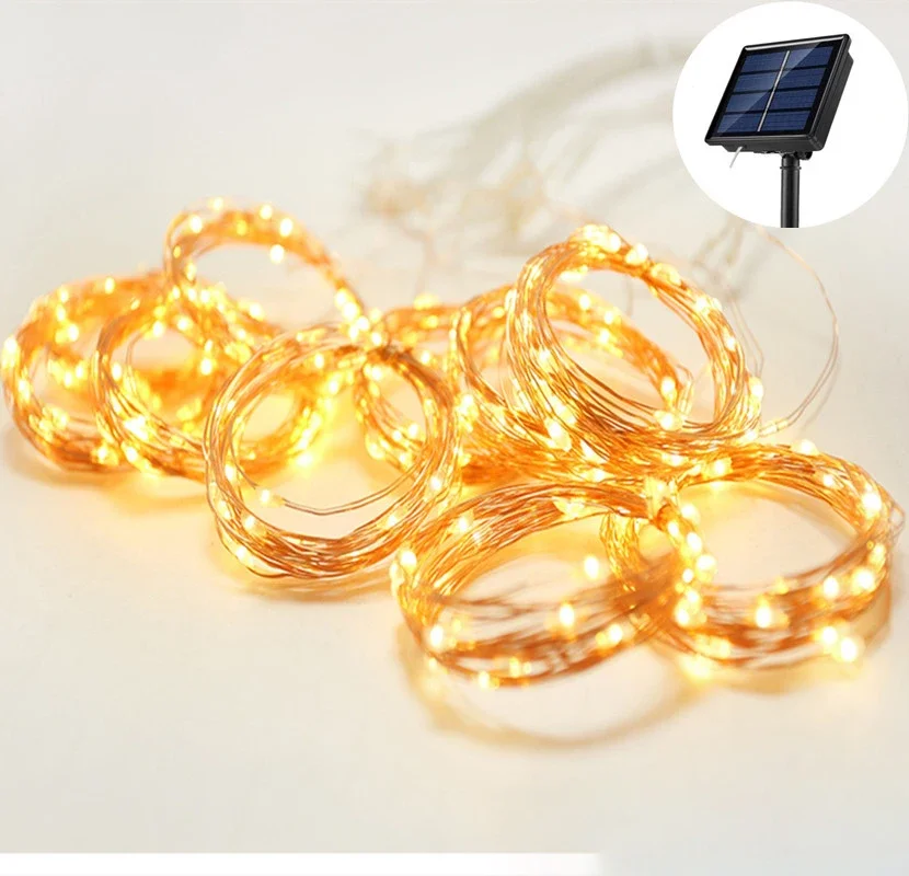 AlliLit LED Solar Curtain Fairy Lights Outdoor Waterproof Copper Wire Party Garden Yard Waterfall Garland Christmas Decoration