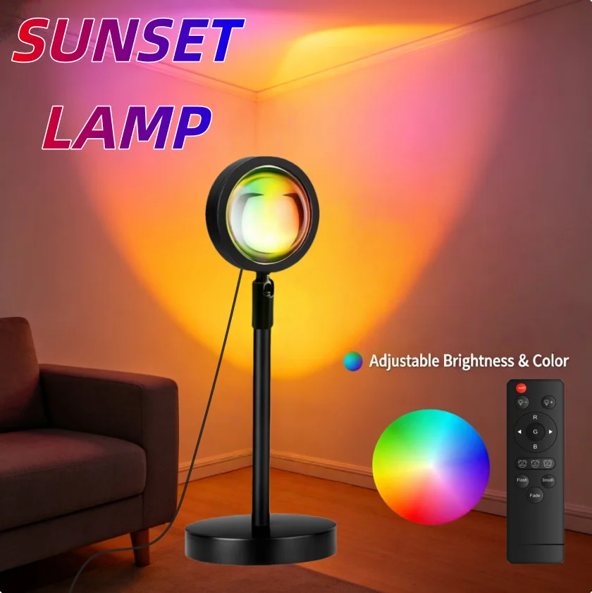 

Sunset Lamp RGB LED Projector with iStrip APP Control & Remote, 16 Colors Adjustable Brightness Night Light, USB Powered Desk Lamp for Bedroom Photography Room Decor, Smart Atmosphere Light