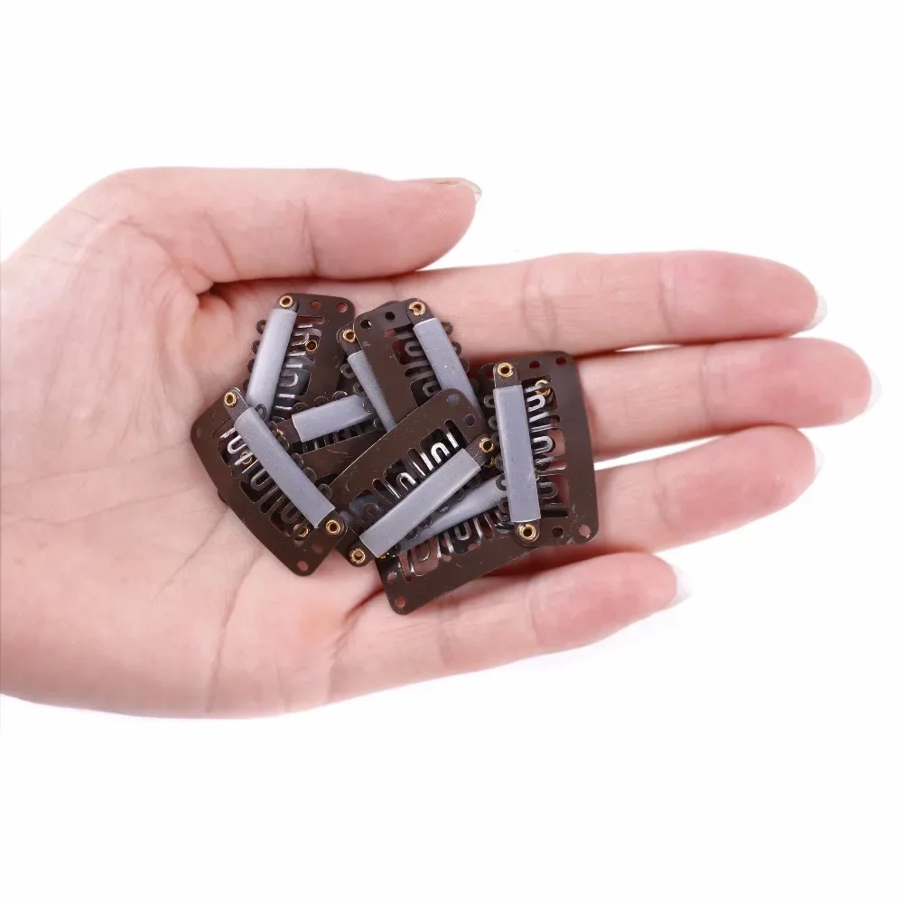 Hot Selling 100pcs 32mm U Shape Metal Wigs Clips with Silicone Back Snap Wig Clip for Hair Extensions