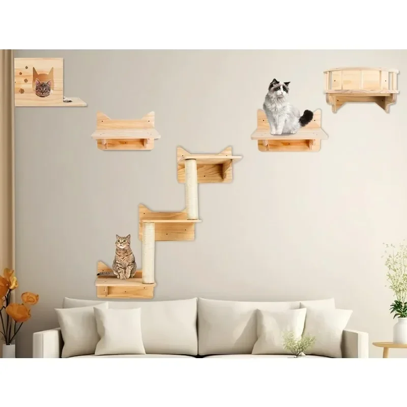 Cat Wall Shelves, Wall Furniture Set, Cat Shelves and Perches for Wall, Cat Climbing Shelf Playground Set, Cat Scratching Post