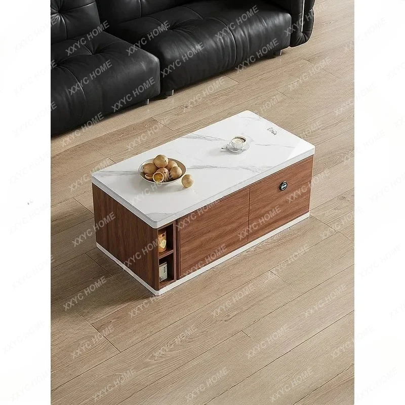 XXSlab Stone Kung Fu Tea Table Multifunctional Smart Lift Coffee Table Modern 2-in-1 Movable Tea Desk for Living Room
