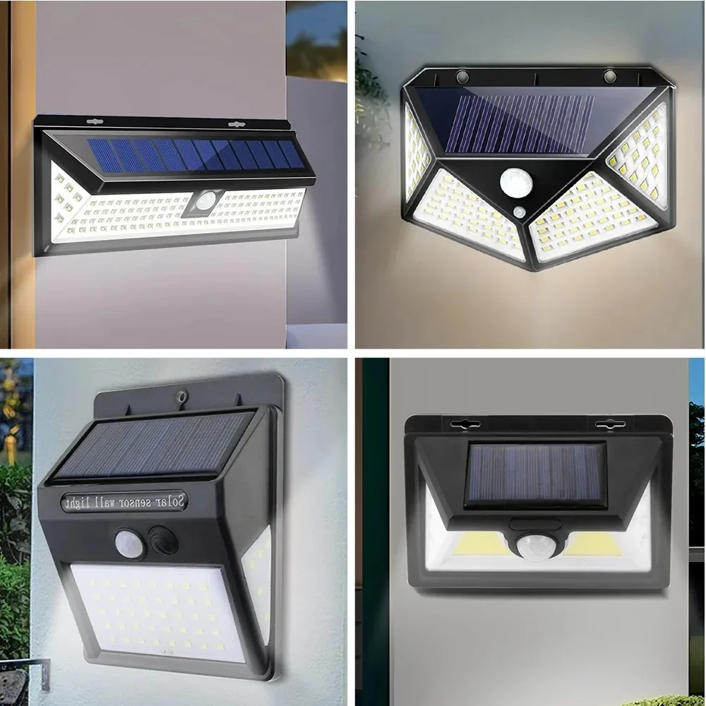 Luz de pared COB de energía Solar impermeable, Sensor de movimiento, luces de jardín, lámpara de pared inalámbrica para exteriores, jardín, Patio, cubierta