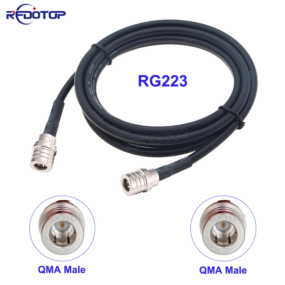 RG223 Cable 50-3 QMA Male Plug to QMA Male Straight Connector 50 Ohm Double Shielded Low Loss RG-223 Pigtail Extension Jumper