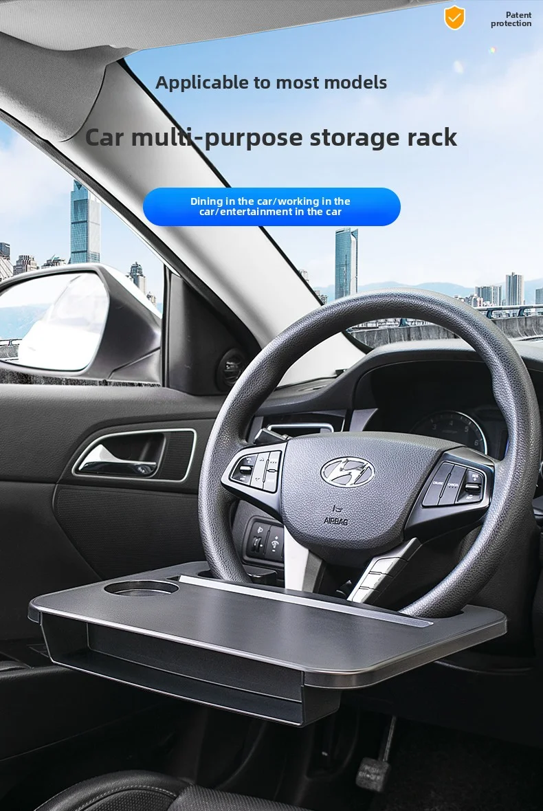Universeller Auto-Laptop-Tisch für das Lenkrad, tragbarer Auto-Schreibtisch, Ess- und Getränkehalter, Auto-Sitzlücken-Aufbewahrung – Detail 4