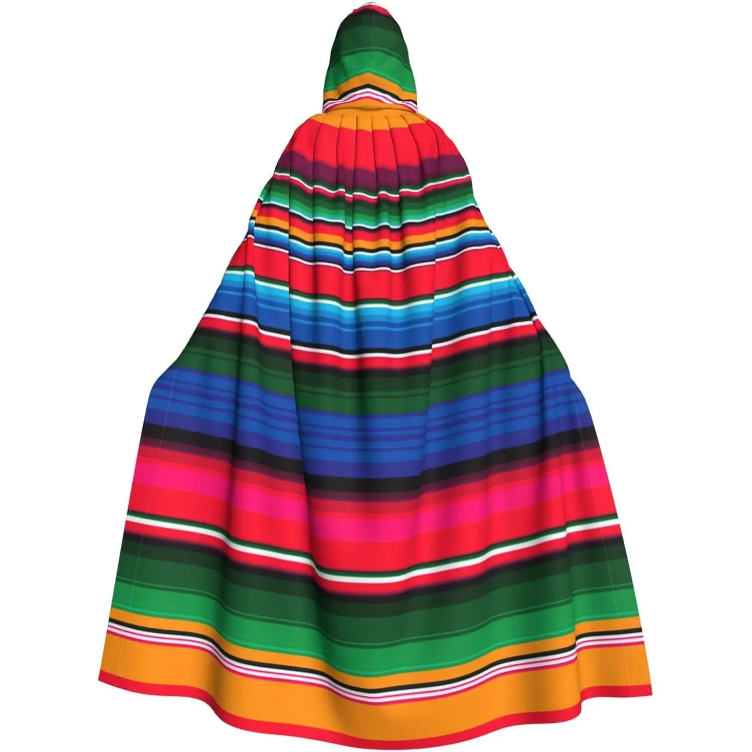 Capa con Capucha con Patrón Colorido de Rayas Mexicanas para Mujeres, Hombres y Adultos, de Longitud Completa, para Disfraces de Halloween y Cosplay