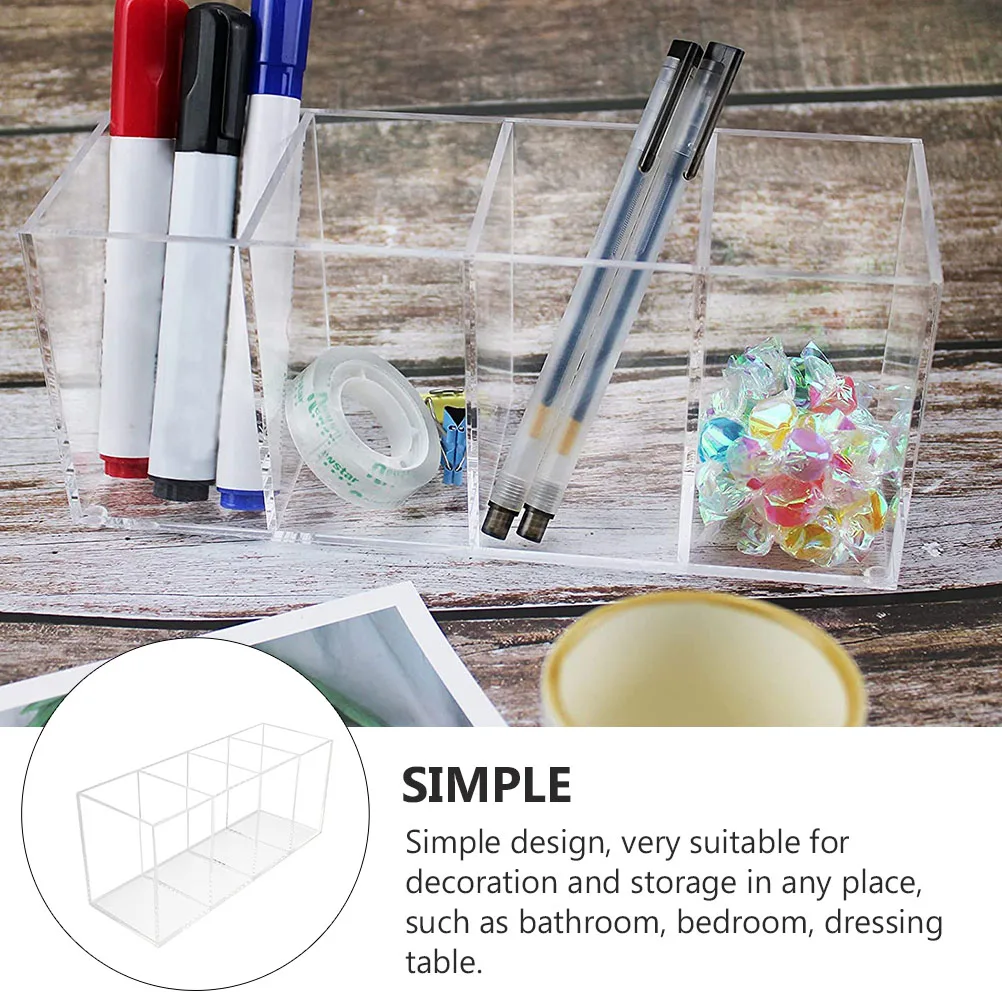 

Acrylic Pen Storage Container Desktop Organizer Stationery Holder Brush Pot Home Office School Supplies Transparent