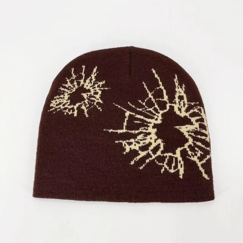 Gorro acrílico con diseño de araña gótica Y2K, gorros cálidos de invierno con calavera, gorros informales para hombre, gorro para la cabeza al aire libre, traje de otoño negro y gris
