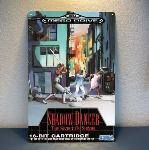 1p，Shadow Dancer Sega Mega Drive Retro Video Game Metal Poster Tin Sign 20*30cm