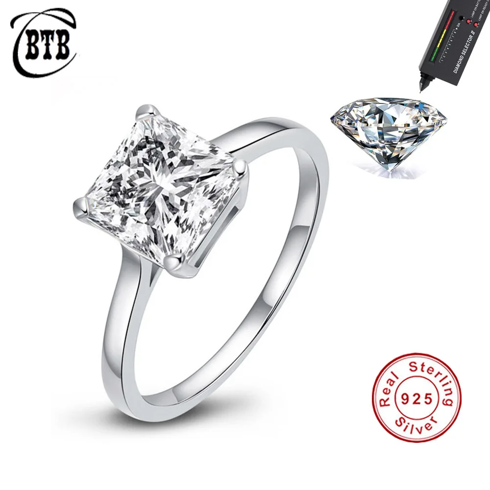 Sterling Silver 925 Women's Passed Test Moissanite Rings DE Color VVS Clarity Timeless Feminine Luxury Jewelry