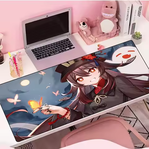 Large Gaming Mouse Pad Genshin Impact Hu Tao Anime Rubber Non-Slip Table Mats PC Accessories Desk Protector Gamer Keyboard Pads